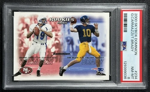 TOM BRADY GIOVANNI CARMAZZI PSA 8 2000 SKYBOX DOMINION #234 ROOKIE RC PATRIOTS