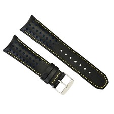23MM LEATHER WATCH BAND STRAP FOR CITIZEN CA0467-03E ECO DRIVE WATCH BLACK YELLO