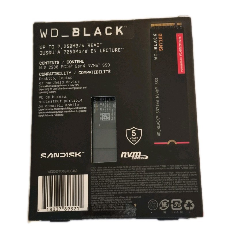 SanDisk WD_BLACK SN7100 2Tb PCIe Gen4 NVMe M.2 SSD 7250MB/s