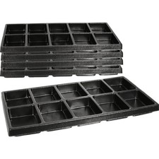 5 Black Plastic 10 Compartment Jewelry Tray Inserts