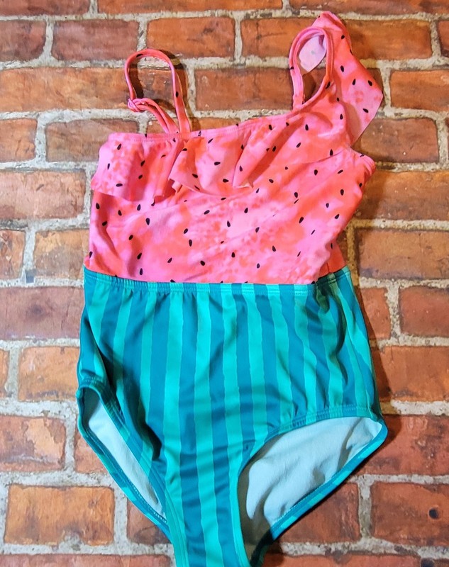 Cat & Jack Girls Watermelon One Pc Swimsuit Sz 6/7 6 7