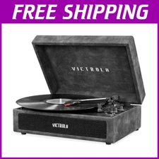 Lambskin Grey Bluetooth Turntable with RCA & Headphone Jack