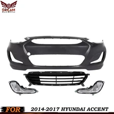 Front Bumper Cover & Lower Grille For 2014-2017 Hyundai Accent