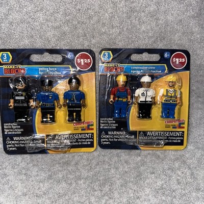 Make It Blocks 3 PC Construction Crew Set New Action Figures two pack