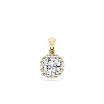 0,60 ct 14k Gelbgold Heiligenschein Anhänger mit Kaution in runden im Labor gezüchteten Diamanten