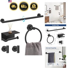 Bathroom Hardware Set Towel Bar Towel Ring Toilet Paper Holder Shelf Wall Mou...