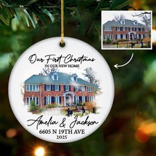 Personalized New Home Ornament 2025 with Photo, Custom Christmas Ornament, Water