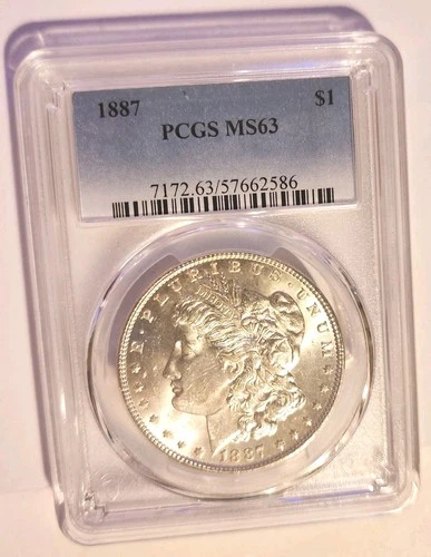 1887 Mirror Finish Amazing Morgan Silver Dollar $1 PCGS MS 63 WOW
