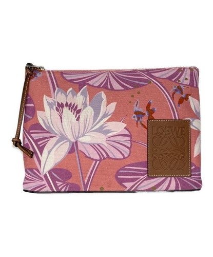 LOEWE                    Canvas and leather clutch bag pink