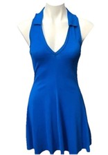 ZARA Lapel Collar Ribbed Royal Blue Sz Large Dress