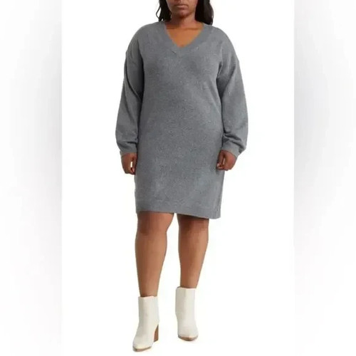 NWT Nordstrom Rack FAB! Super Soft Sweater Tunic Dress in Gray Size Plus 1X
