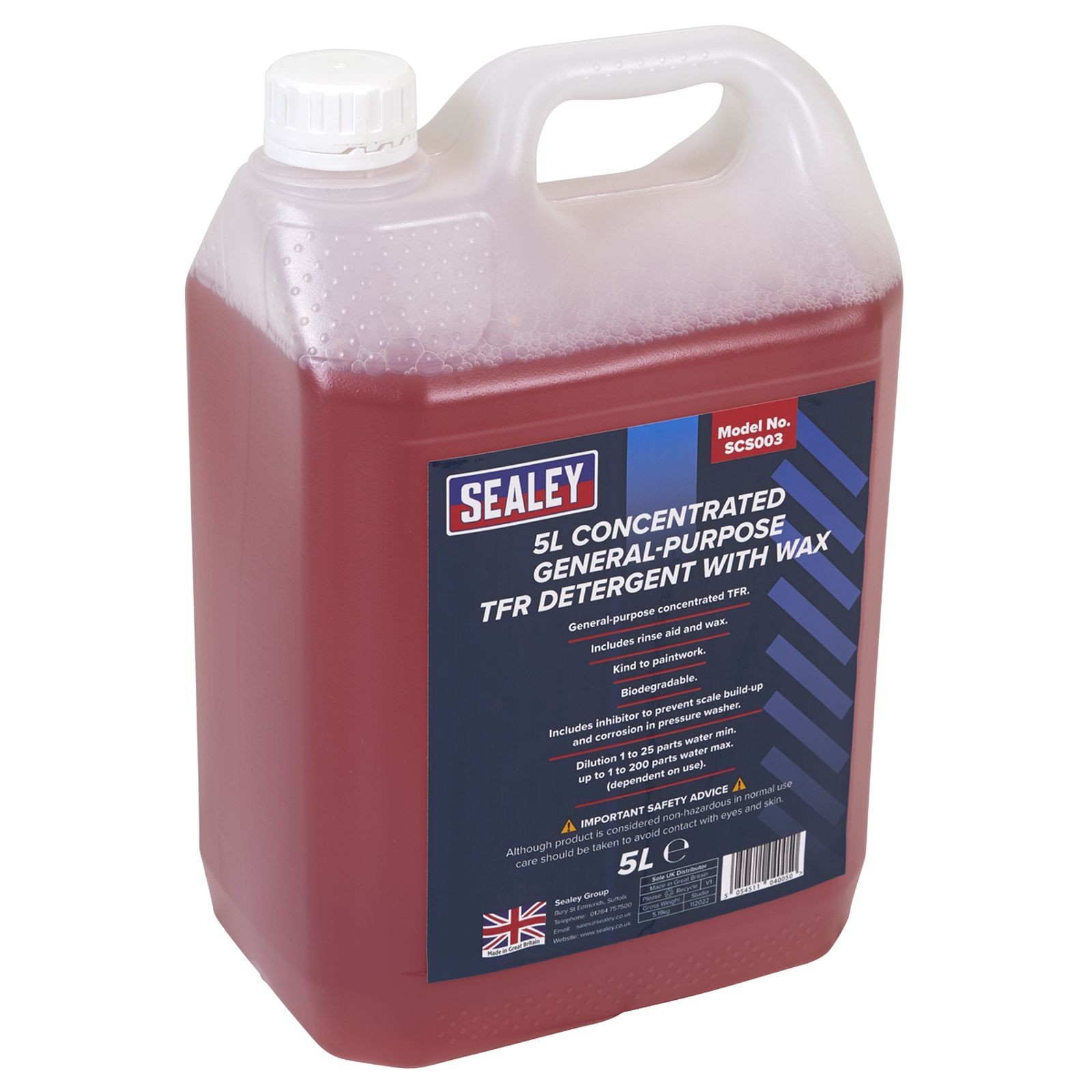 Sealey TFR Detergent with Wax Concentrated 5L SCS003 - Image 6