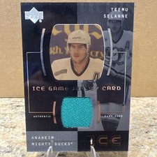 2000-01 Upper Deck Ice- Game Jersey Teemu Selanne CLEAR CUT Anaheim Mighty Ducks