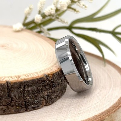 Carbide 6mm Wedding Ring Polished Flat Brushed Finish Style Band Silver Tungsten