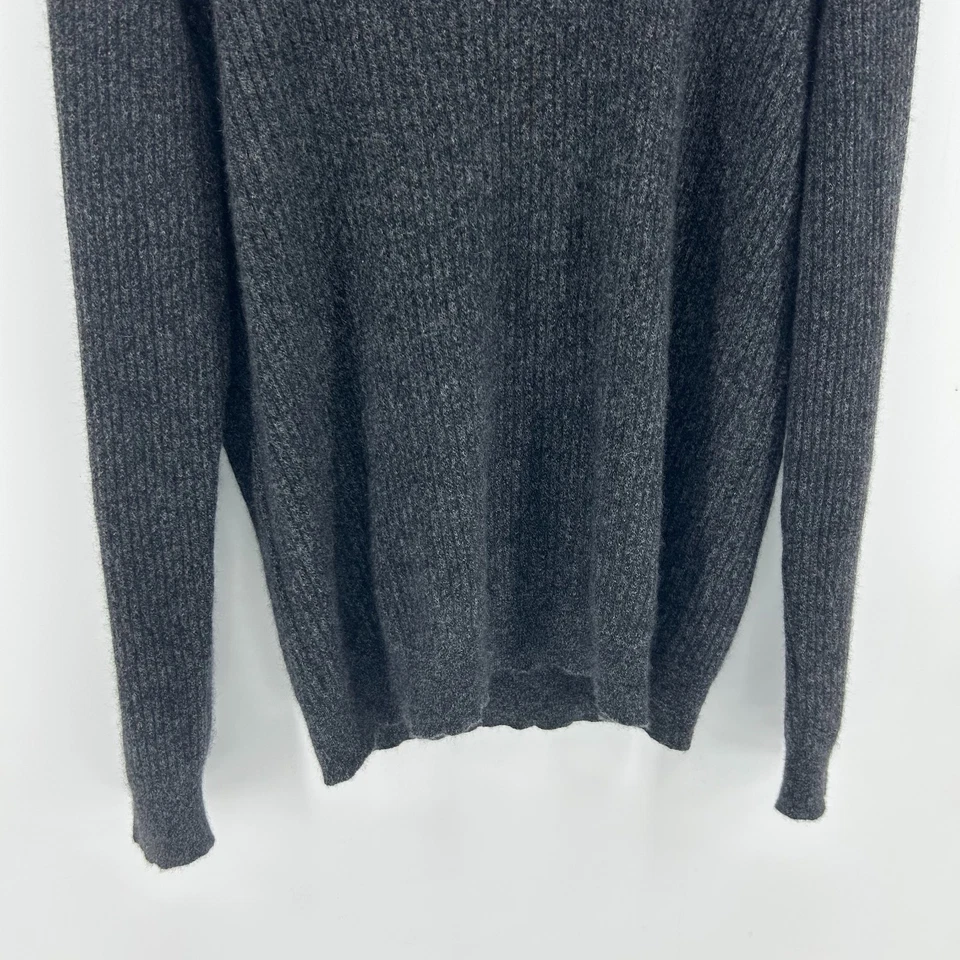 Tasso Elba 100% Cashmere Sweater Men’s XXL Ribbed Crewneck Grey Knit Shirt - Image 3 of 4