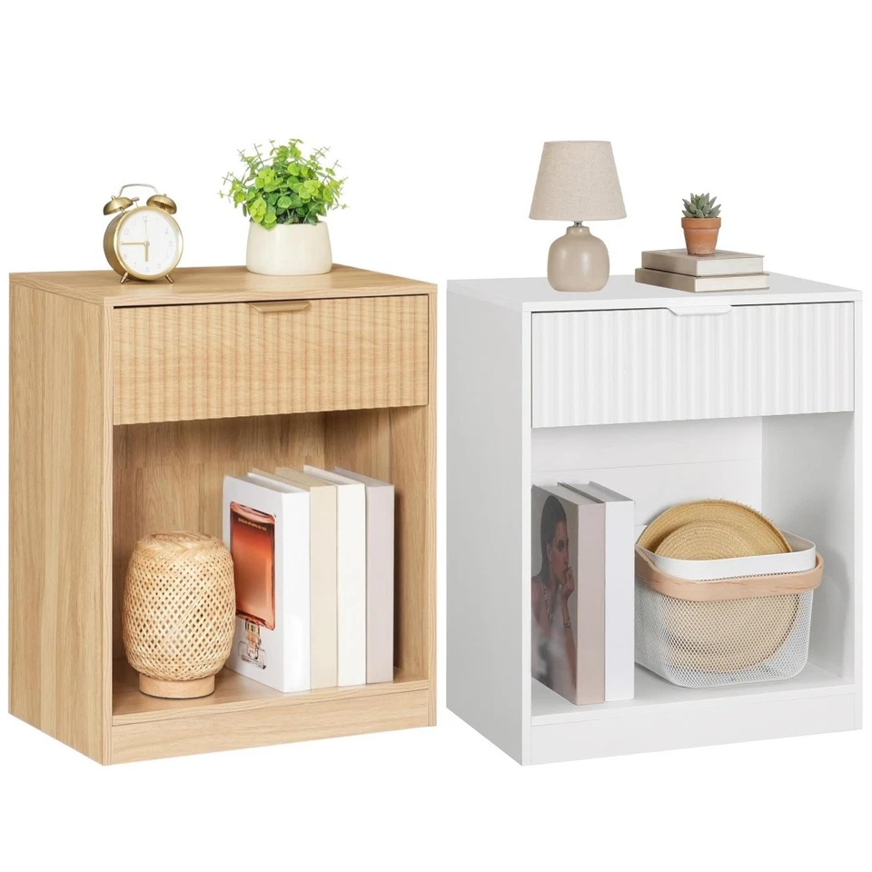 HOOBRO Nachttisch mit Wellenfront und Schublade Beistelltisch Sofatisch - Bild 1 von 1
