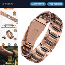 3X Strength Magnetic Copper Bracelets for Men, 3800 Gauss, Premium Clasp, Pain R