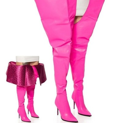 AZALEA WANG '' PERSONIFIED ABSTRACT '' Size: 12 THIGH HIGH BOOT IN PINK