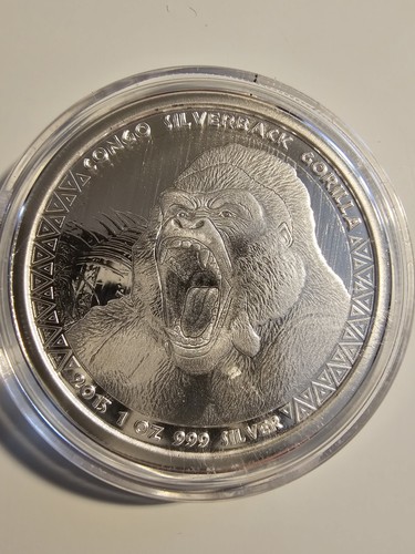 2015 Republique du Congo Silverback Gorilla 5000 Francs CFA 1 oz .999