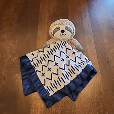 Cloud Island Sloth Security Blanket Lovey Navy Blue Satin Trim Lovie Baby Plush