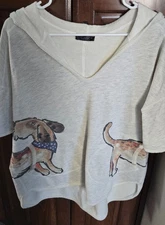 EUC -  Inoah Short Sleeve Sweatshirt Hoodie M Top - Polyester/ Cotton ADORABLE!