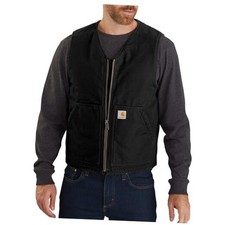 Men's Relaxed Fit Washed Duck SherpaLined Vest Large Big Tall Black