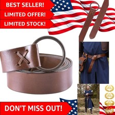 Medieval Leather Ring Belt Cross-Lacing 75" Long Viking Renaissance Belt Brow...