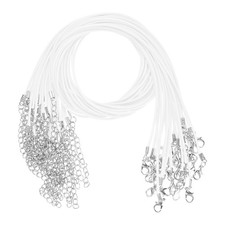 25 Pack 18" Waxed Necklace Cord, 1.5mm Bracelet Cord with Lobster Clasp White 
