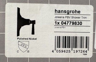 Hansgrohe 04779830 Joleena Pressure Balance Valve Trim - Polished Nickel