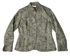 Coldwater Creek Blazer Womens Petite P6 Green Tweed Work Office Casual Jacket