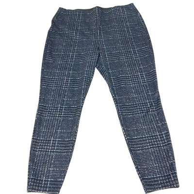 Maurices Dress Pants Womens XL Black Plaid Ponte Pull On Tapered Stretch 38x27