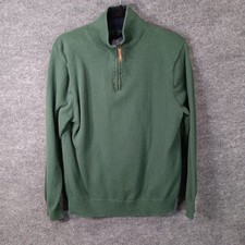 J. Crew 100 Cotton Green Quarter Zip Long Sleeve Mock Neck Sweater