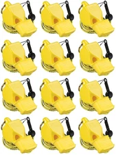 Fox 40 Classic CMG Safety 3-Chamber Pealess Whistle + Lanyard, Yellow (12-Pack)
