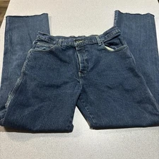 Dark blue dickies jeans, bootcut style, measurements listed