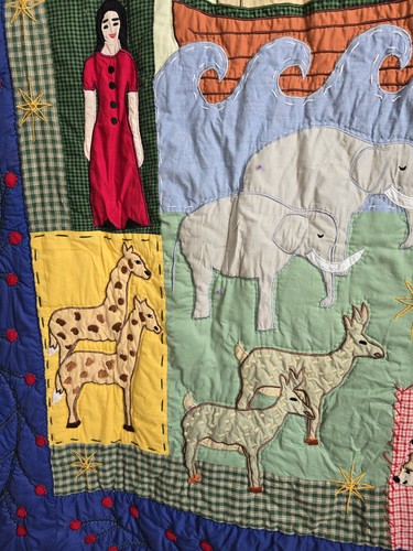 Vintage Williamsburg Arche Noah Quilt Überwurf Decke Applikation bestickt 49"x60" LESEN - Bild 6 von 16