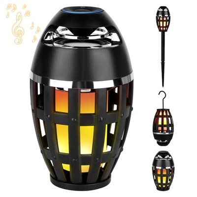 SS SUNSBELL OUTDOOR BLUETOOTH SPEAKER WIRELESS 5.0 LED FLAME LIGHT - BLACK
