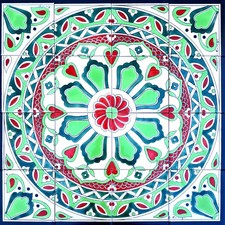 24inx24in Persian Design Antique Looking Tiled Persian Medallion, One of a Kind