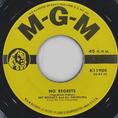 ART MOONEY Honey-Babe / No Regrets MGM K11900 VG 45 RPM 1958 Space-Age Jazz