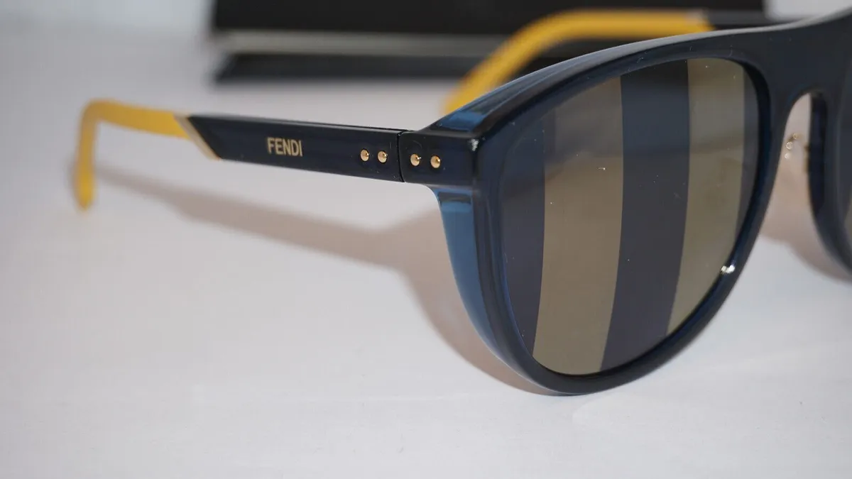 FENDI Sunglasses New Black Blue Mirror Striped FF M0085/S PJP Blue 57 19 140