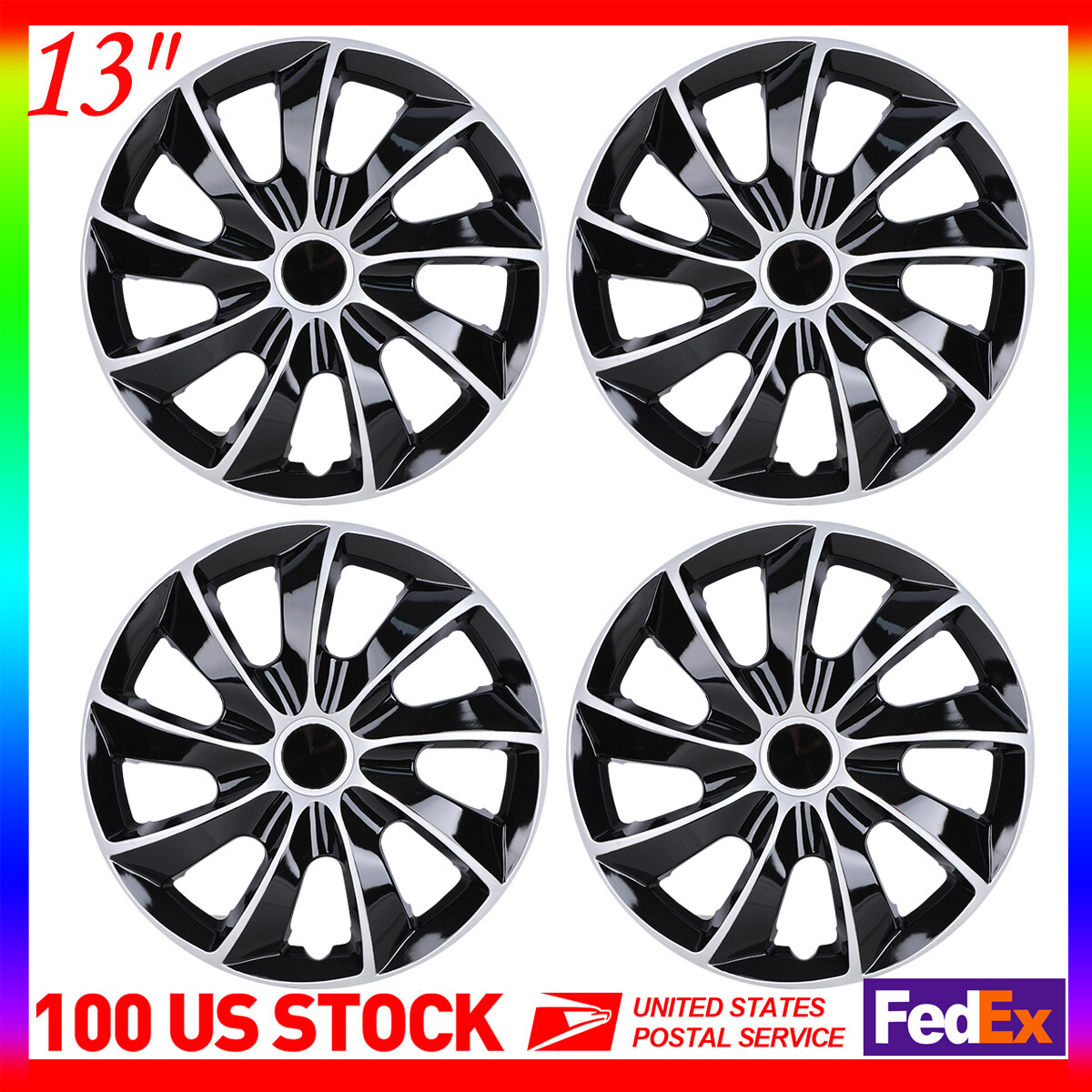 13 Inch Snap On Wheel Covers Set of 4 Full Hub Caps for R13 Tires & Steel Rims