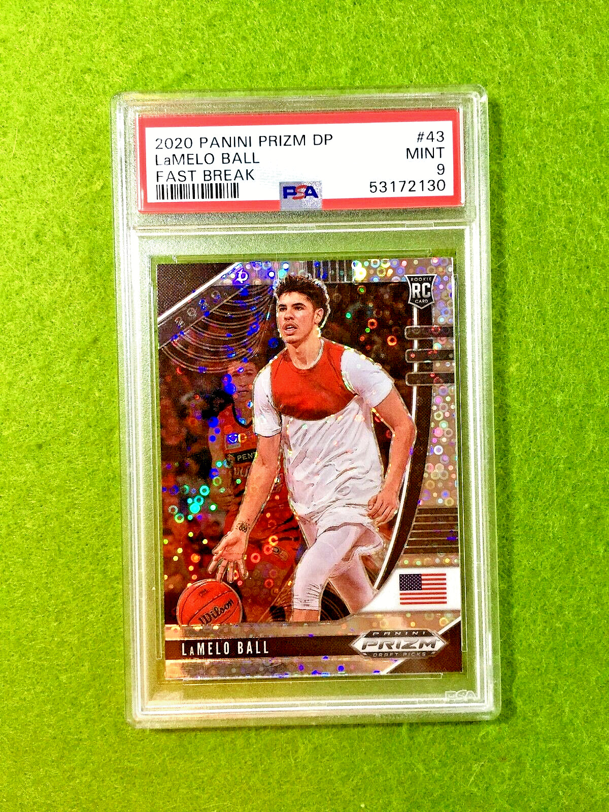 LaMelo Ball FAST BREAK PRIZM SILVER ROOKIE CARD PSA 9 RC 2020 Prizm LAMELO BALL