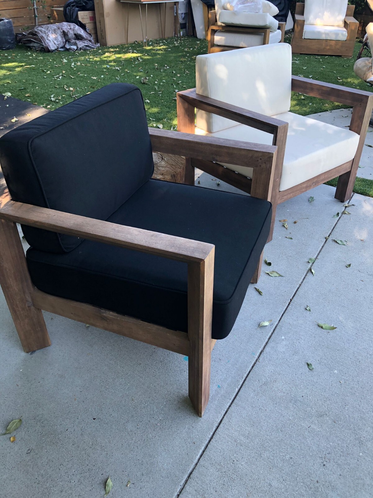 Sunbrella Outdoor Chair Cushion Covers with Foam Seat Pillows Set Black