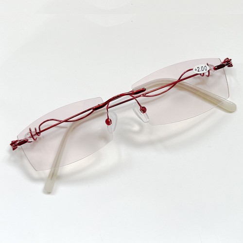 Women Rimless Reading Sun Glasses Blue Light Blocking Gradient Rectangle Readers - Picture 18 of 22
