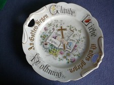 Hochzeits - Teller, "Gott segne Euren Bund" 26cm Ø, florales Dekor, antik