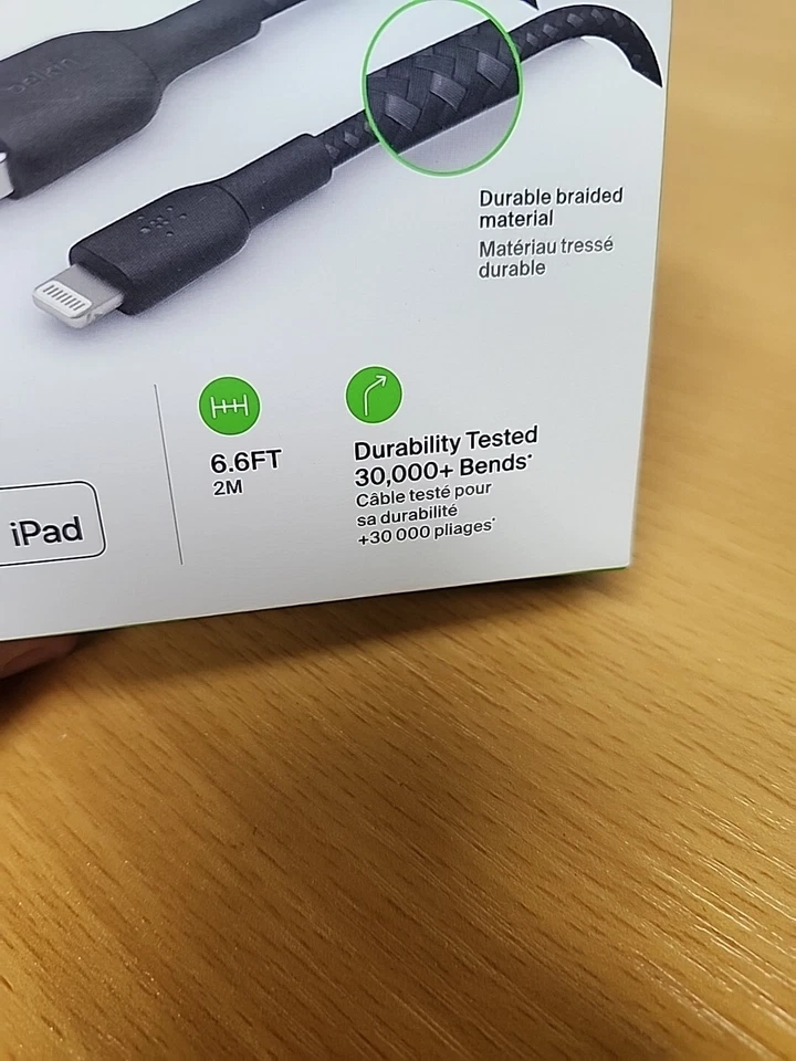 Belkin BOOST CHARGE Braided Lightning to USB-A ChargeSync Cable 6.6 ft. Black - Image 3 of 4