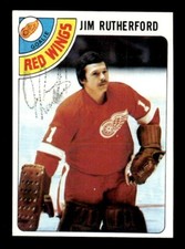 JIM RUTHERFORD TWICE SIGNED 1978-79 TOPPS HOCKEY #74 DETROIT RED WINGS AUTO