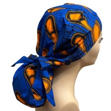 Satin-lined African Print Scrub Cap, Women Scrub Hat, Pony Tail Scrub Cap.