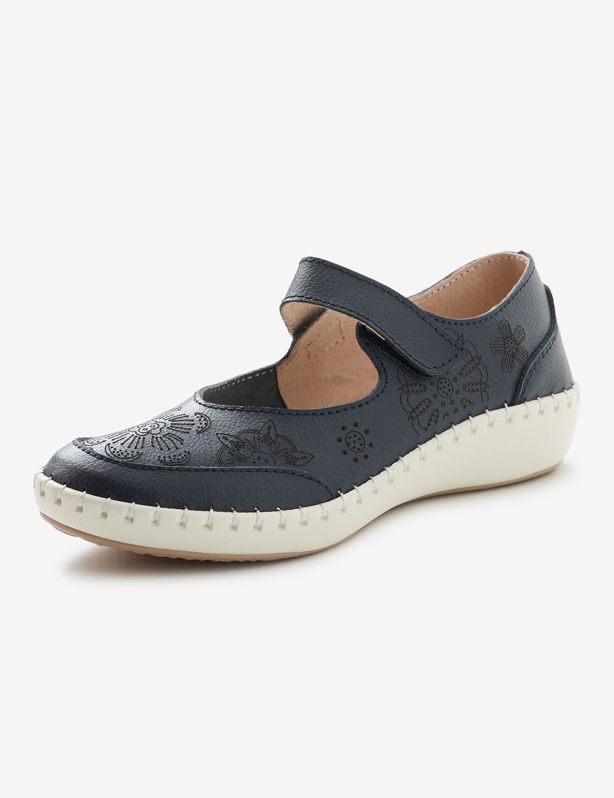 RIVERS - Womens Winter Casual Shoes - Blue Mary Jane - Slip On Leather Footwear