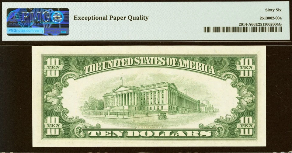 1950D $10 Federal Reserve Note PMG 66EPQ - Top Pop Highest Graded - Fr 2014-A - Image 4 of 4