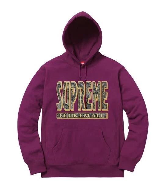 Neuf Supreme Homme Fck Em All Sweat à capuche prune xlarge patin violet FW17 2017 52437